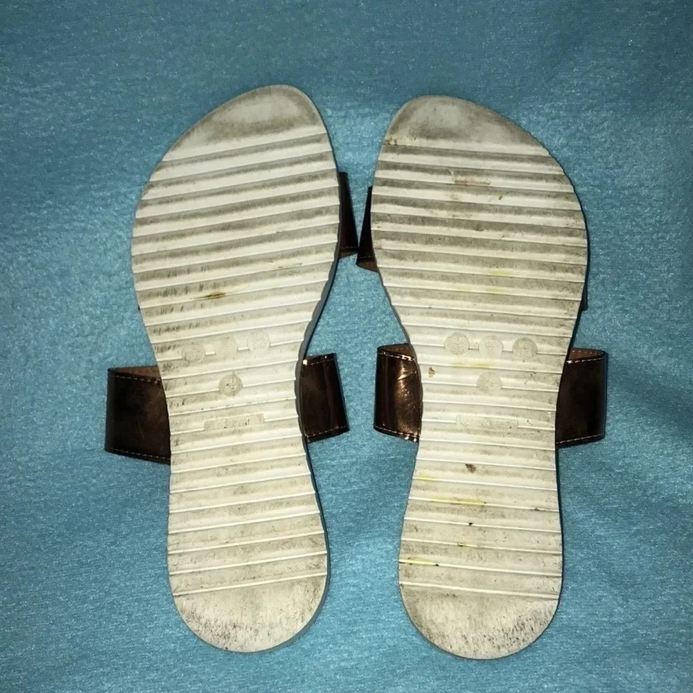 DENIL slide on sandals double straps made in Brazil copper color size 8 - Picture 4 of 4